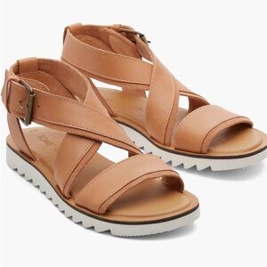 Toms Women's Tan Leather Sandals 8.5 Sidney Tread